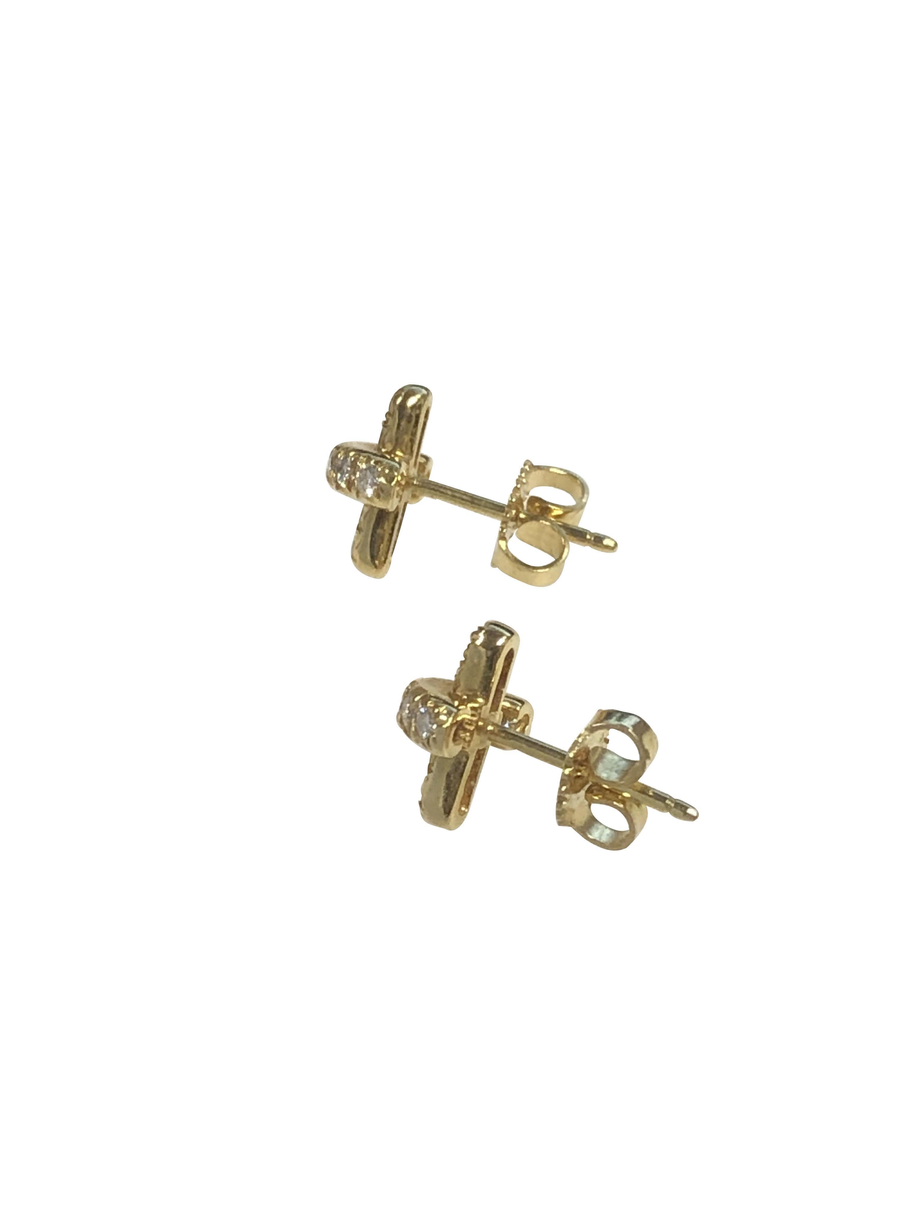 Round Cut Tiffany & Co. 18k and Diamond X Earrings
