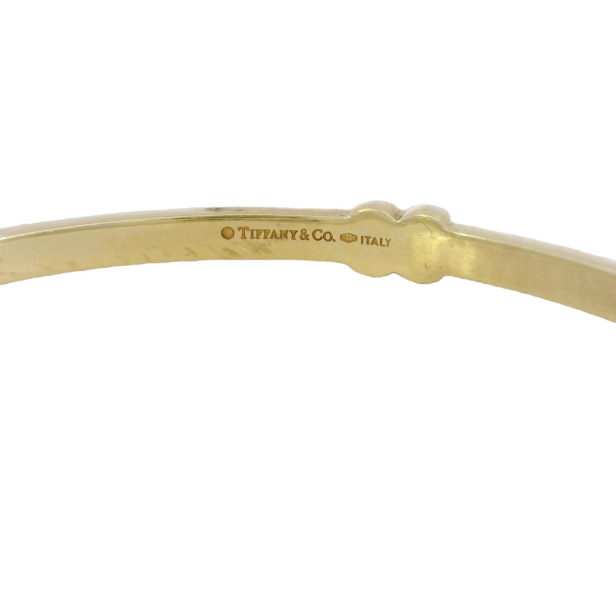 Women's Tiffany & Co. 18K Bangle Italian Made Yellow Gold Fit Size 7.75 For Sale