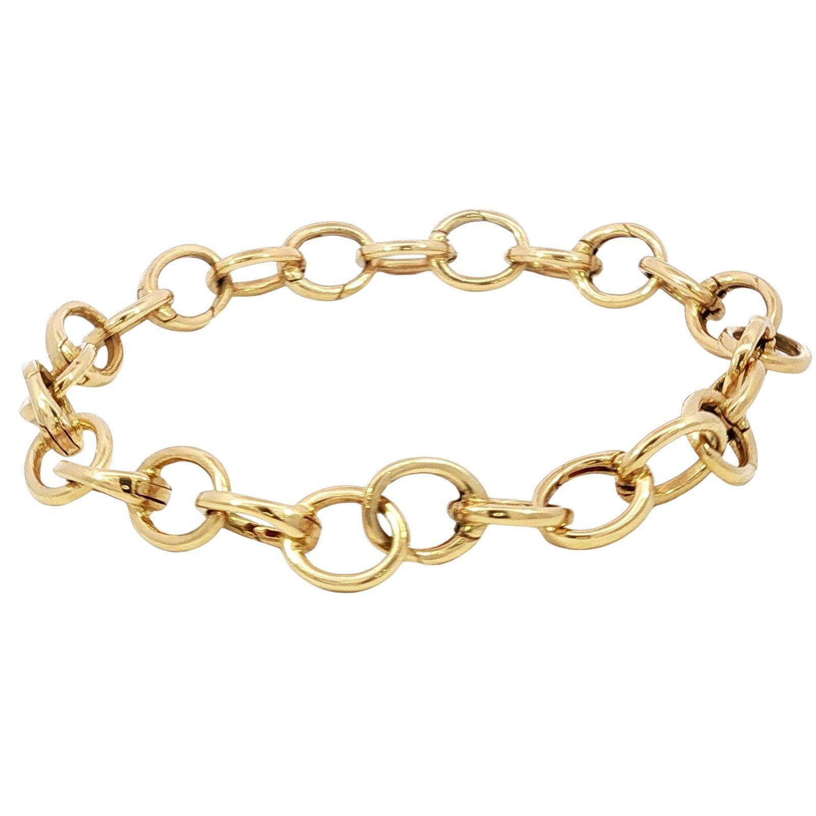 Tiffany & Co. 18K Clasping Charm Bracelet Or Jaune 13 Charm Links 7.25