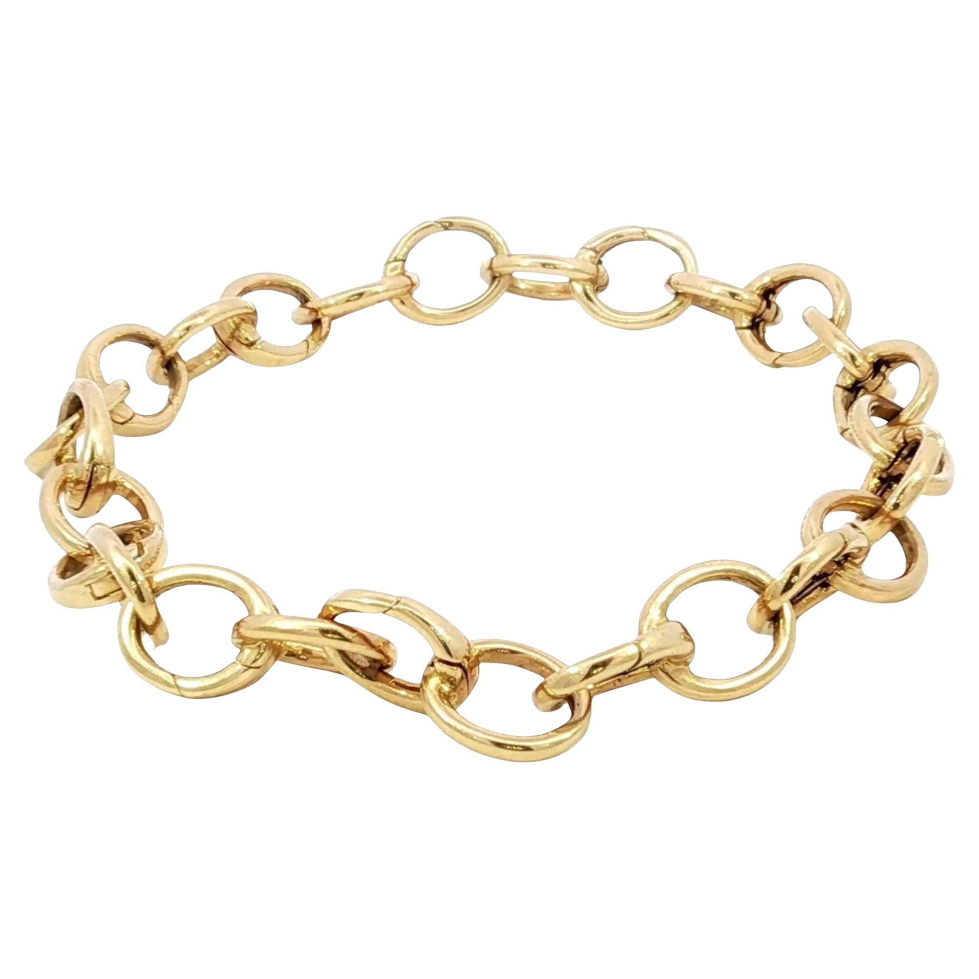 Tiffany & Co. 18K Clasping Charm Bracelet Or Jaune 13 Charm Links 7.25"
