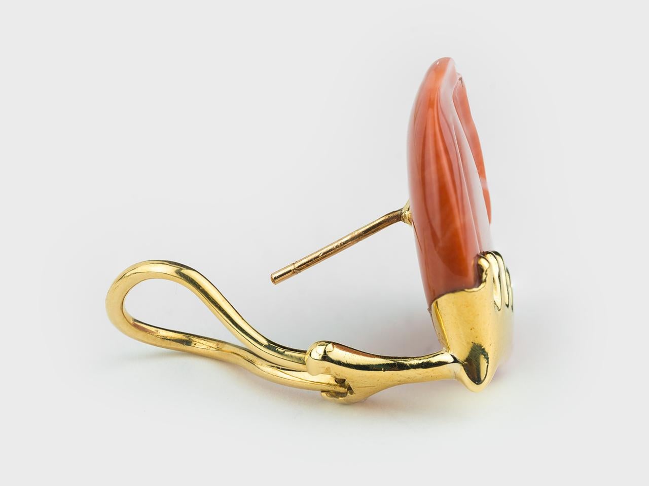 A pair of 18k and Coral earrings by Tiffany & Co.