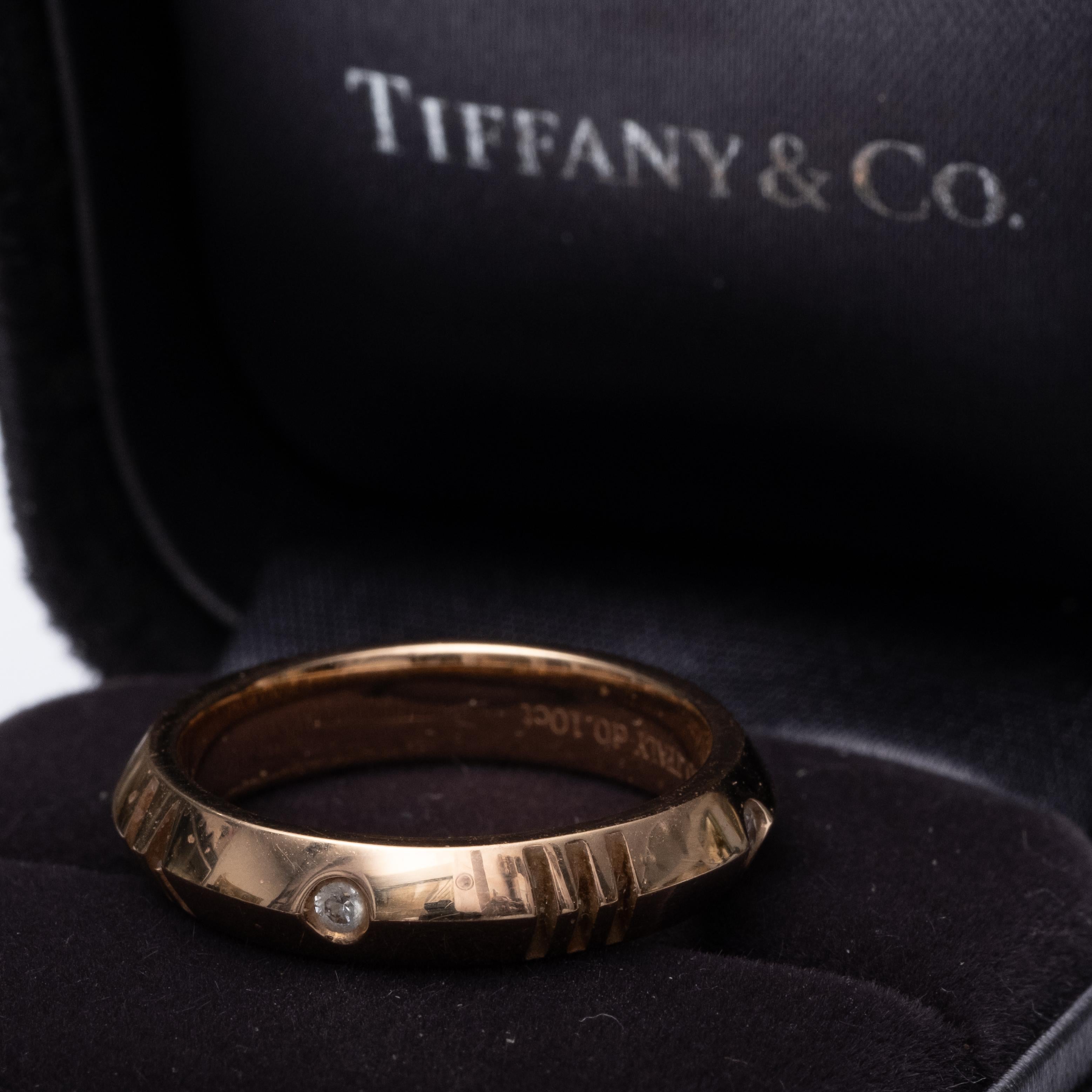 Tiffany & Co. 18K Diamond Atlas Ring In Excellent Condition In Kingston, NY