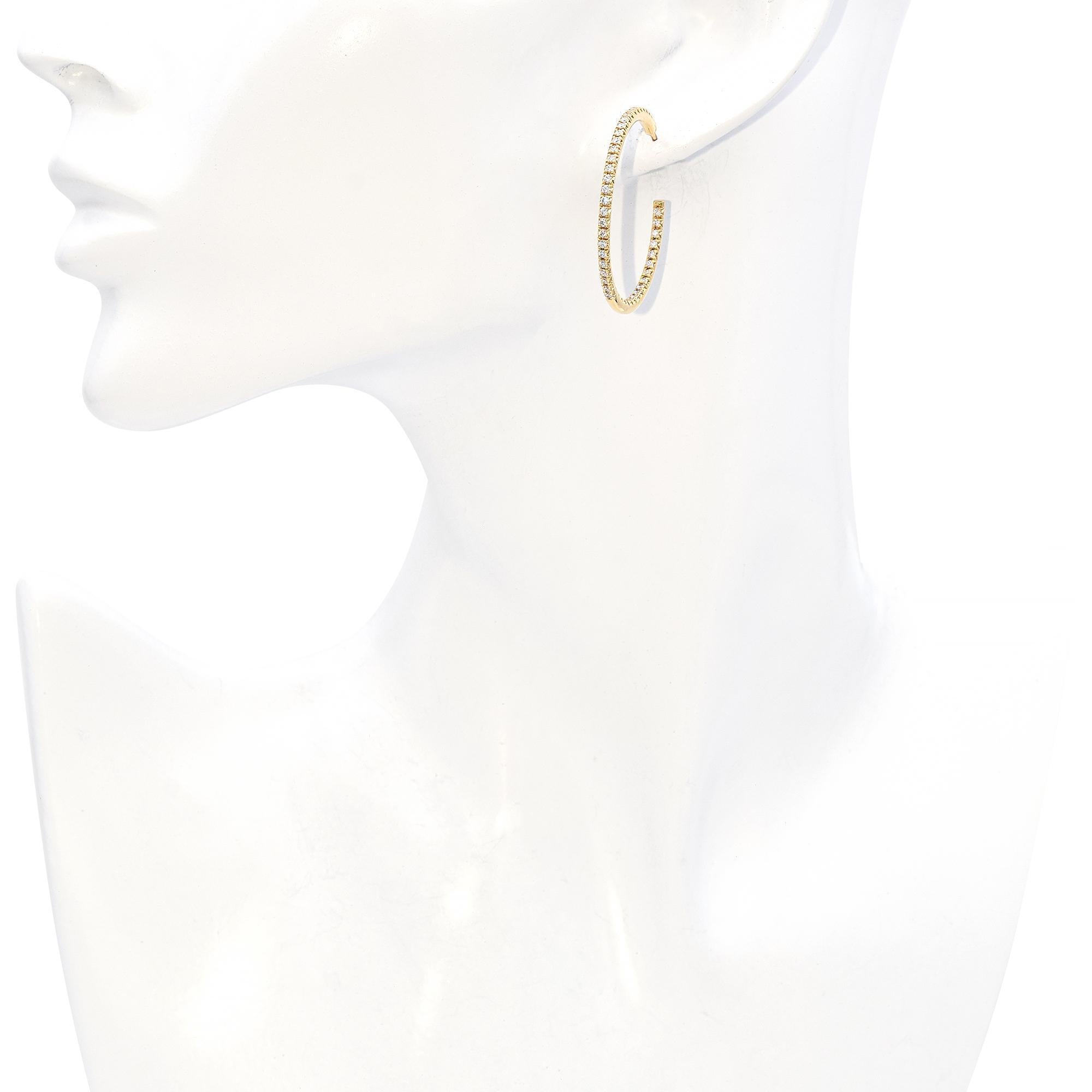 Tiffany & Co. 18K Diamond Large Metro Hoop Earrings In Good Condition In New York, NY
