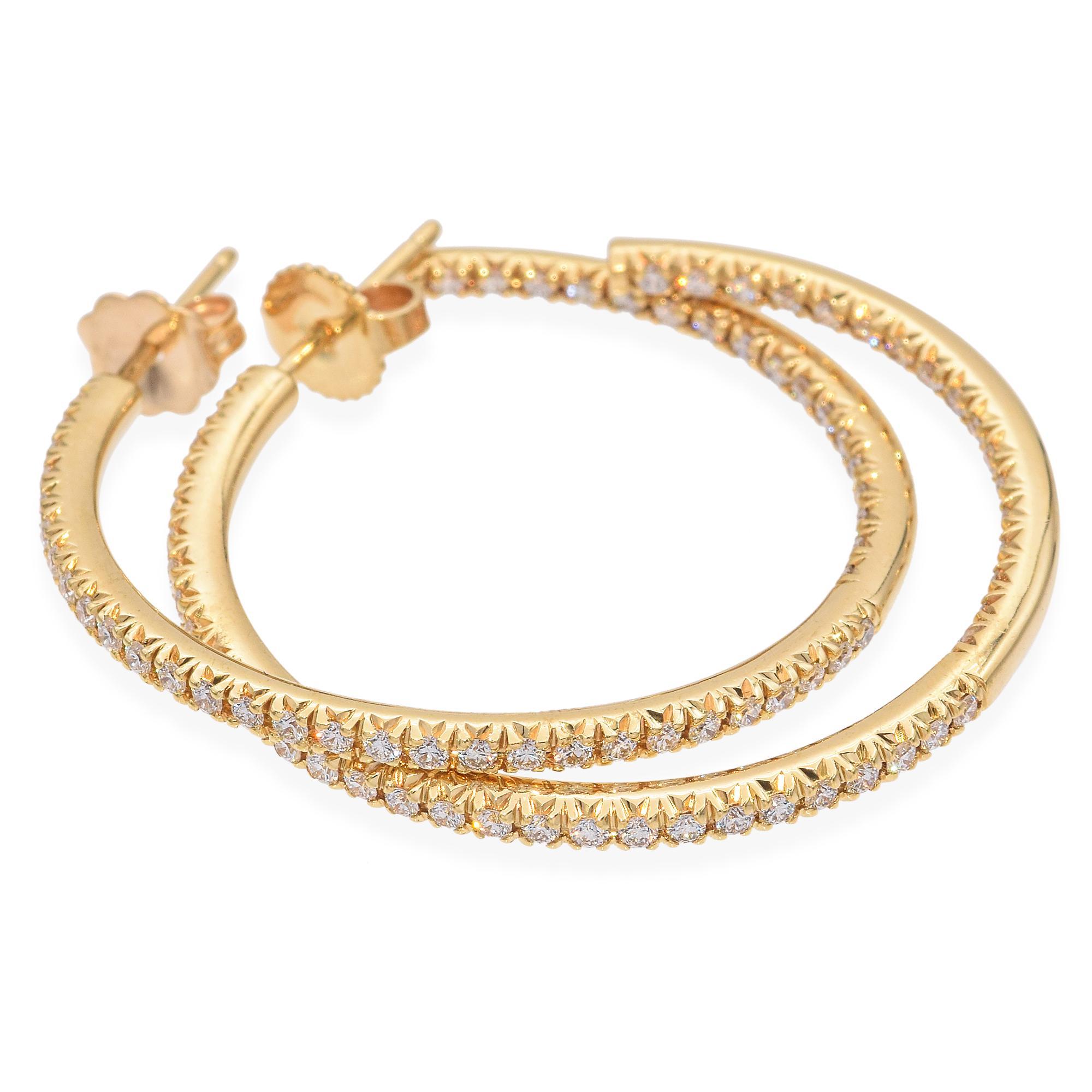 Women's Tiffany & Co. 18K Diamond Large Metro Hoop Earrings