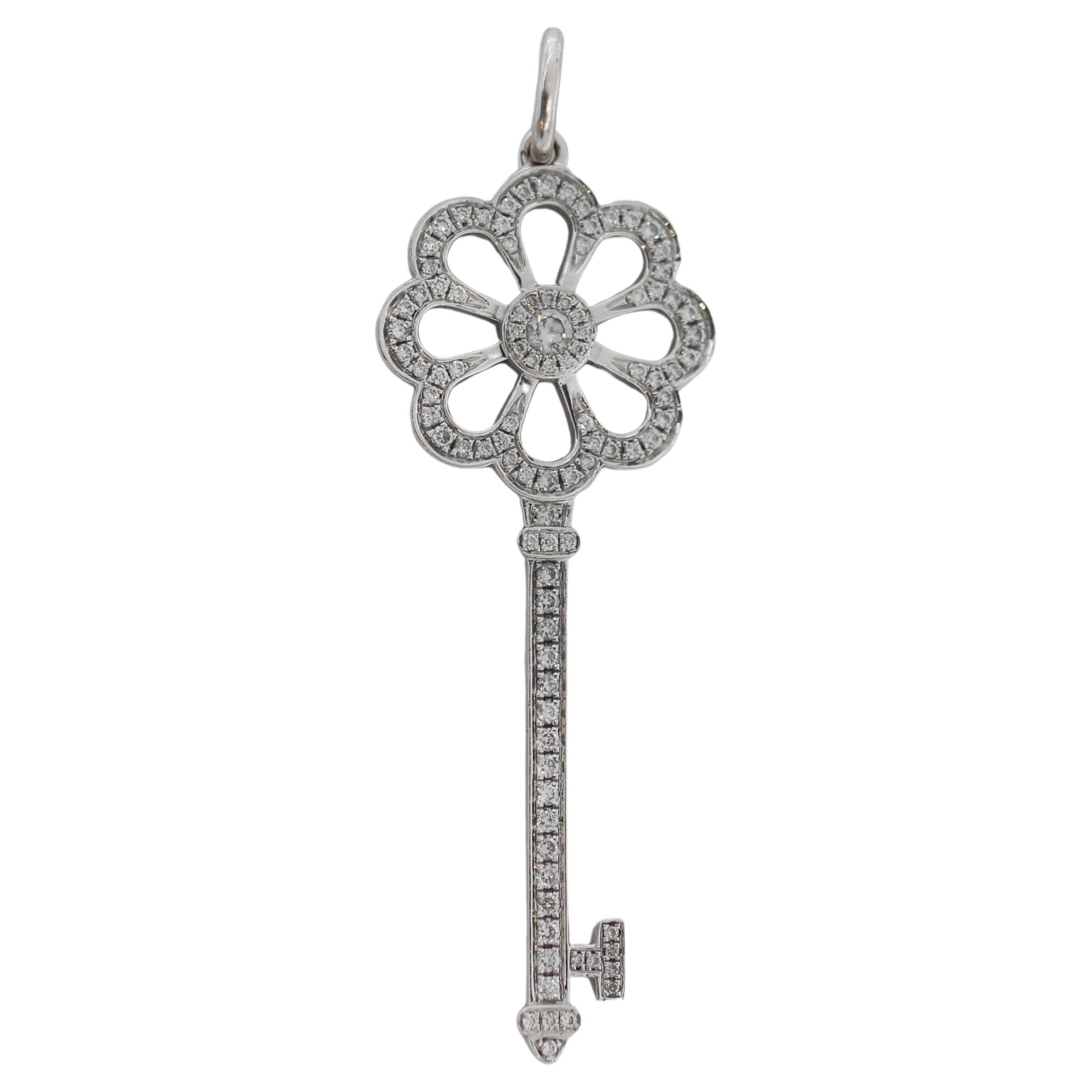 Tiffany & Co. 18K Diamonds Bloom Key Pendant For Sale