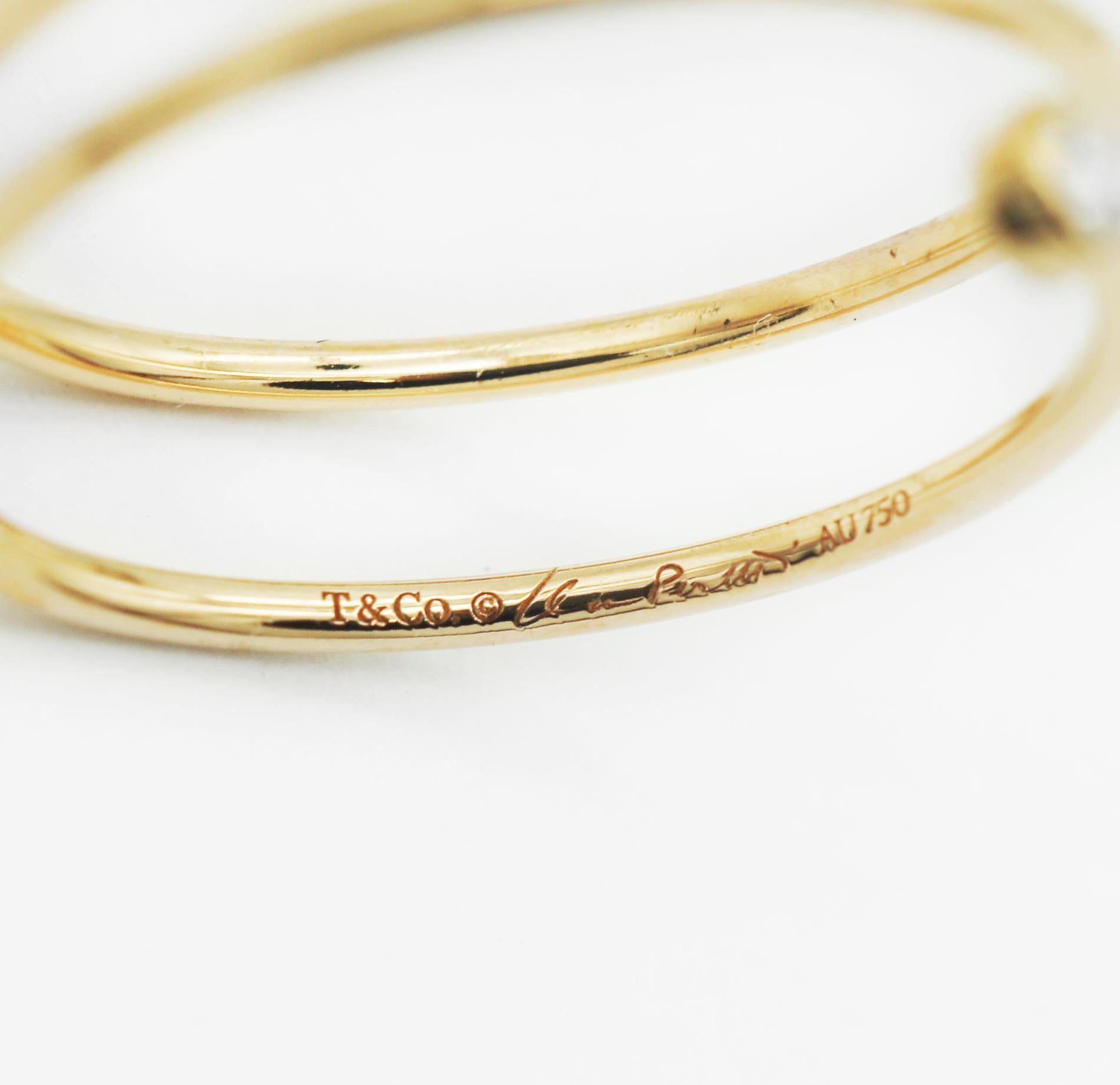 Tiffany & Co. 18K Elsa Peretti Diamond Hoop Ring In Good Condition In San Fernando, CA
