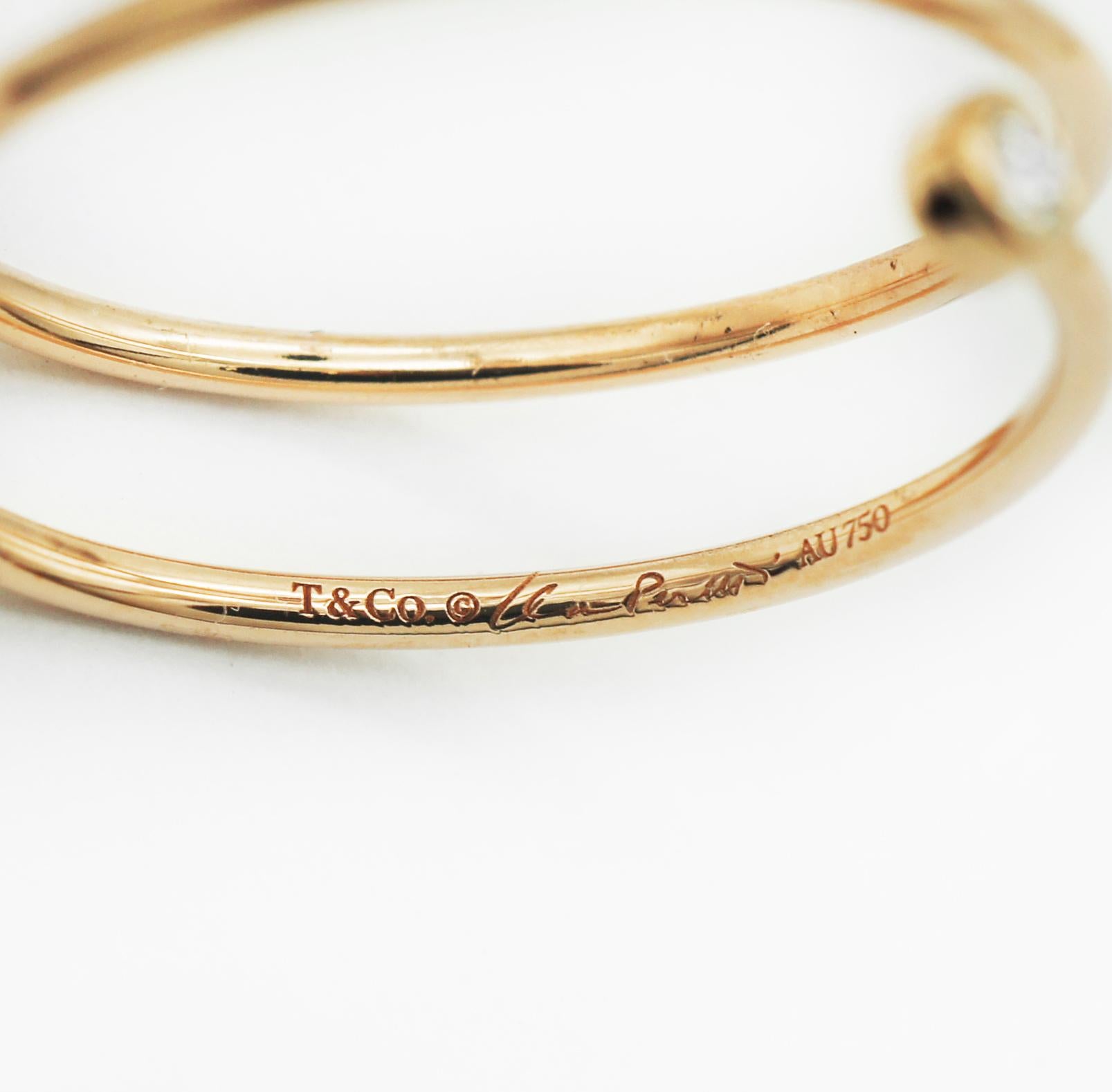 Tiffany & Co. 18K Elsa Peretti Diamond Hoop Ring In Good Condition In San Fernando, CA