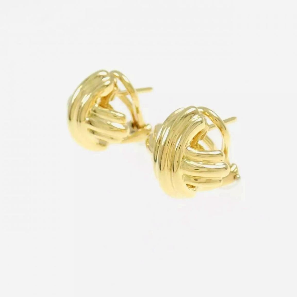 Pendientes TIFFANY & Co. de oro de 18 quilates de 18 mm de ancho con la X de la firma en Excelente estado para la venta en Los Angeles, CA