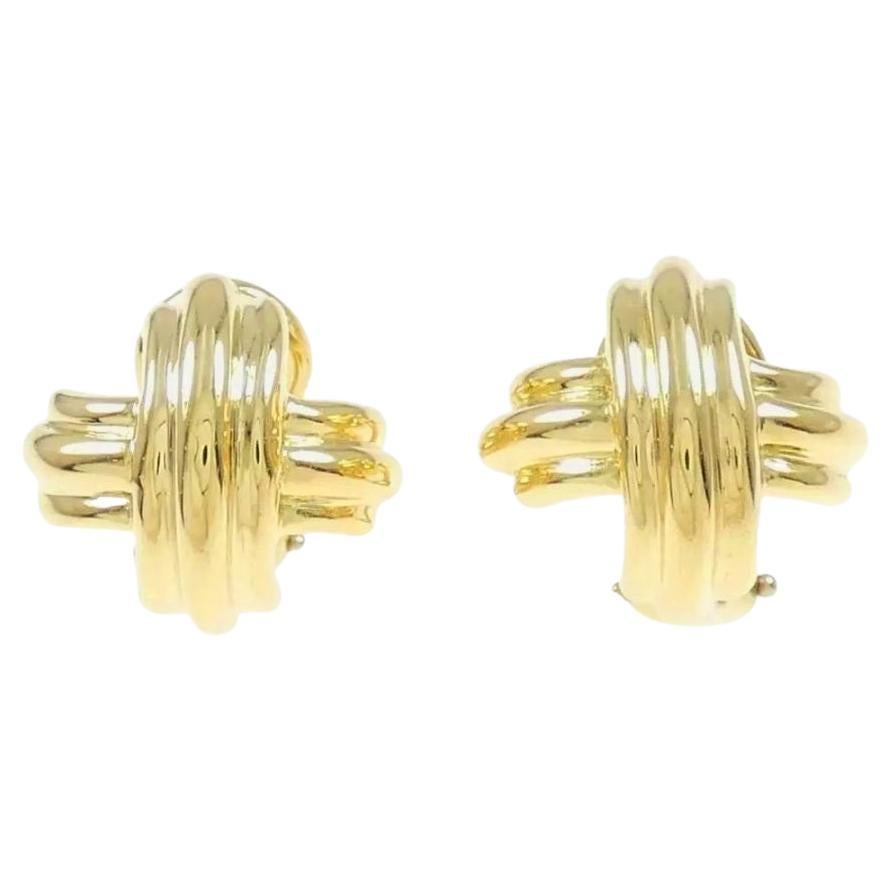 Pendientes TIFFANY & Co. de oro de 18 quilates de 18 mm de ancho con la X de la firma en venta