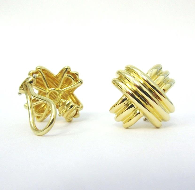 Women's TIFFANY & Co. 18K Gold 18mm Wide Signature X Earrings