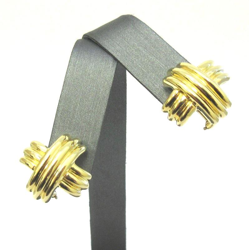 TIFFANY & Co. 18K Gold 18mm Wide Signature X Earrings 2