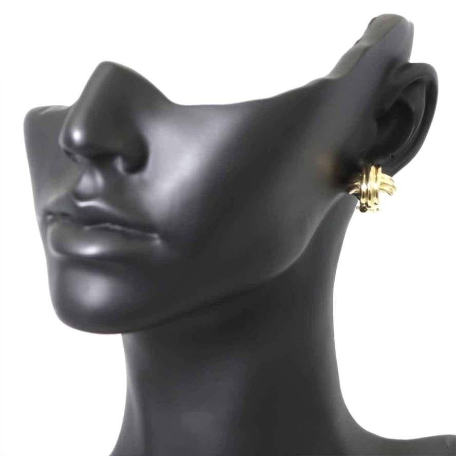 TIFFANY & Co. 18K Gold 18mm Wide Signature X Earrings 4