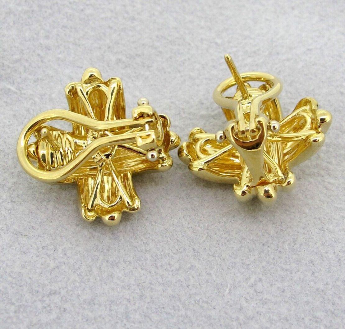 TIFFANY & Co. 18K Gold 19mm Wide Signature X Earrings For Sale 1