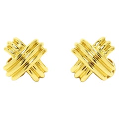 TIFFANY & Co. 18K Gold 19mm Wide Signature X Earrings