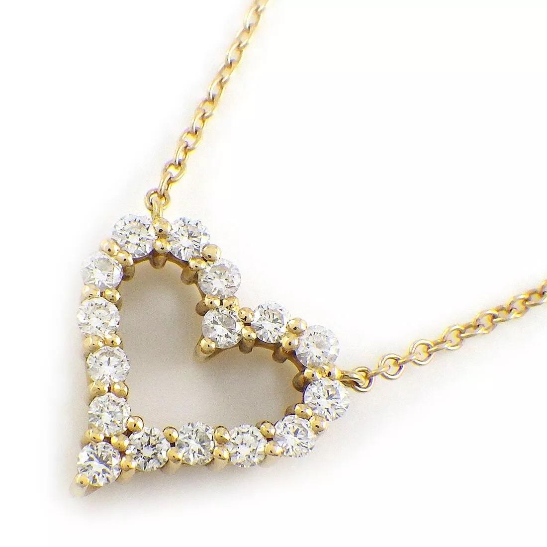 Round Cut TIFFANY & Co. 18K Gold .25ct Diamond Heart Pendant Necklace
