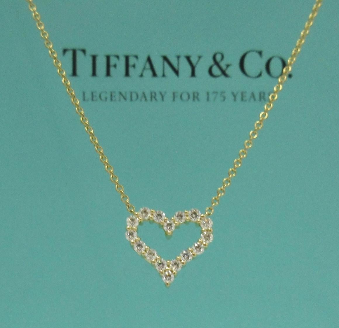 TIFFANY & Co. 18K Gold .25ct Diamond Heart Pendant Necklace  

Metal: 18K yellow gold
Chain: 16