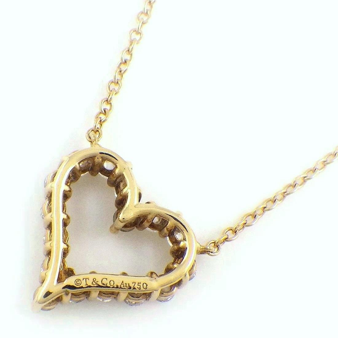 Women's TIFFANY & Co. 18K Gold .25ct Diamond Heart Pendant Necklace