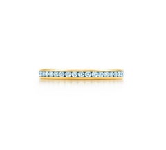 TIFFANY & Co. 18K Gold 2mm Full Circle Diamond Wedding Band Ring 8