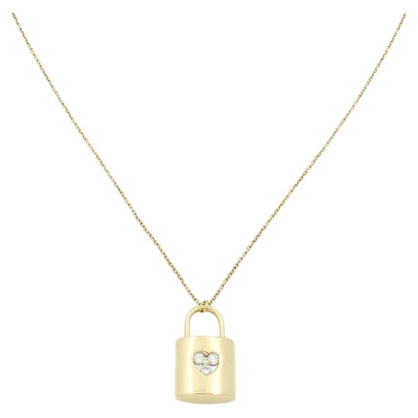 Collana con lucchetto a forma di cuore con 3 diamanti in oro 18 carati di TIFFANY & Co. in vendita