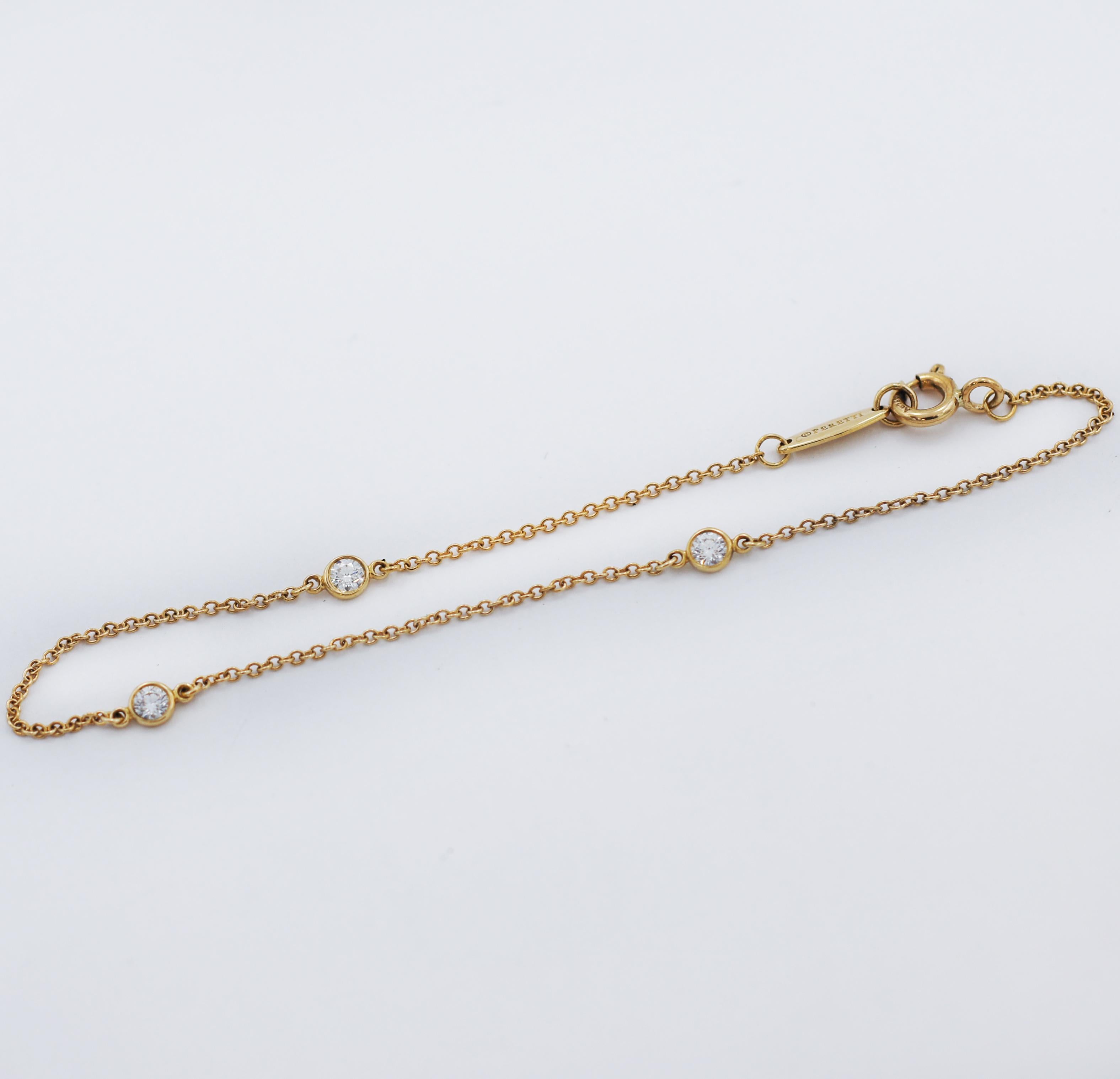 Women's TIFFANY & CO. 18K Gold 3 Diamonds by the Yard Bracelet For Sale