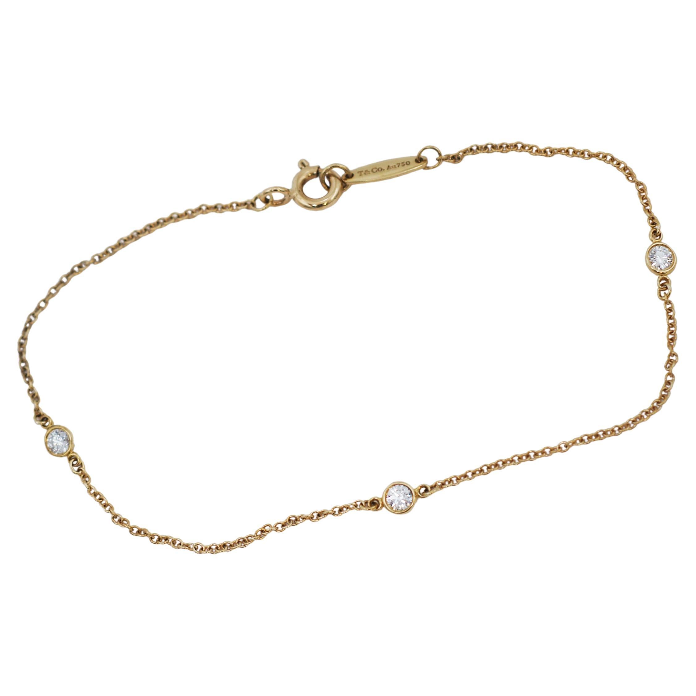 TIFFANY & CO. 18K Gold 3 Diamanten by the Yard-Armband