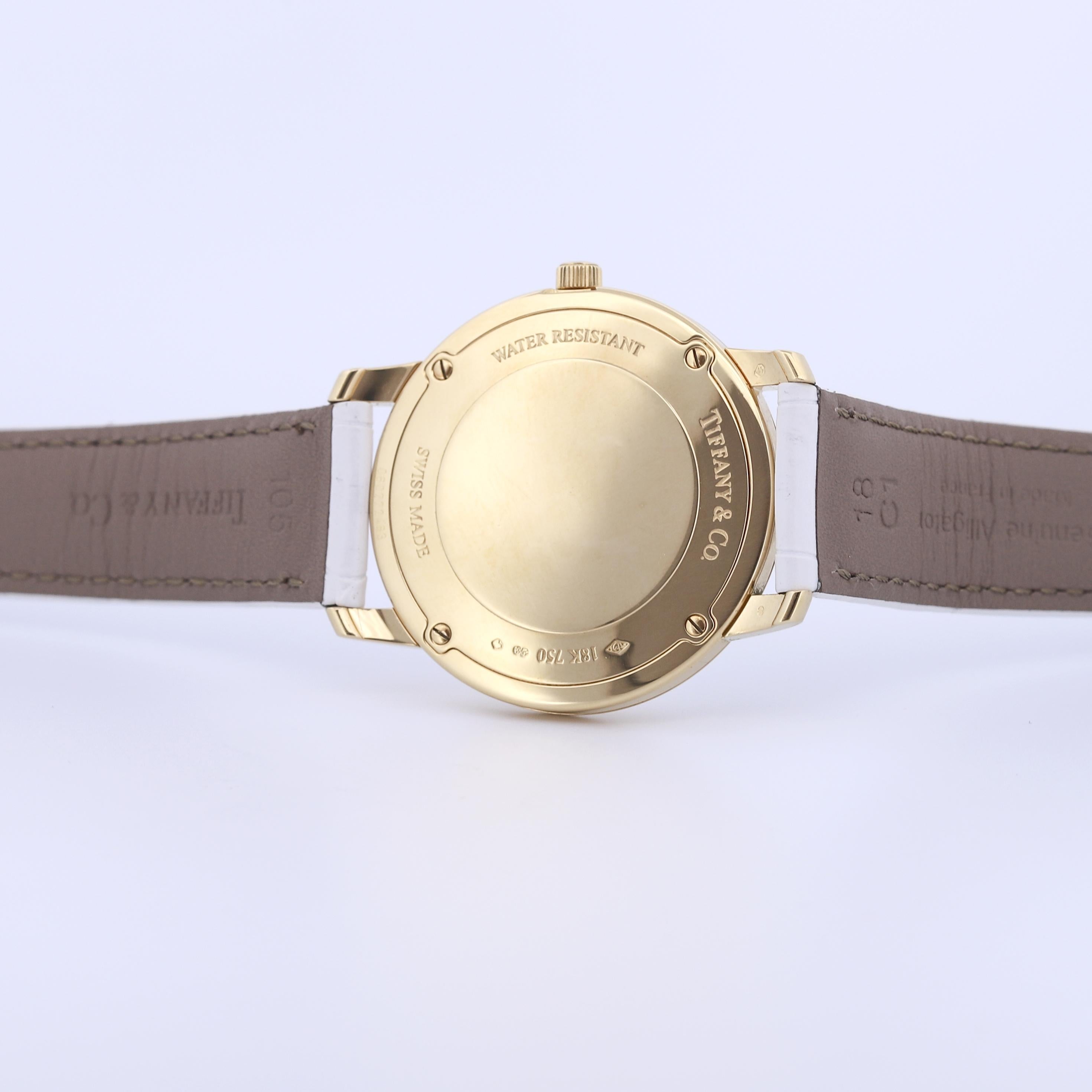 Contemporary Tiffany & Co. 18k Gold 37mm Women's Manual-Wind Watch Mark Resonator For Sale