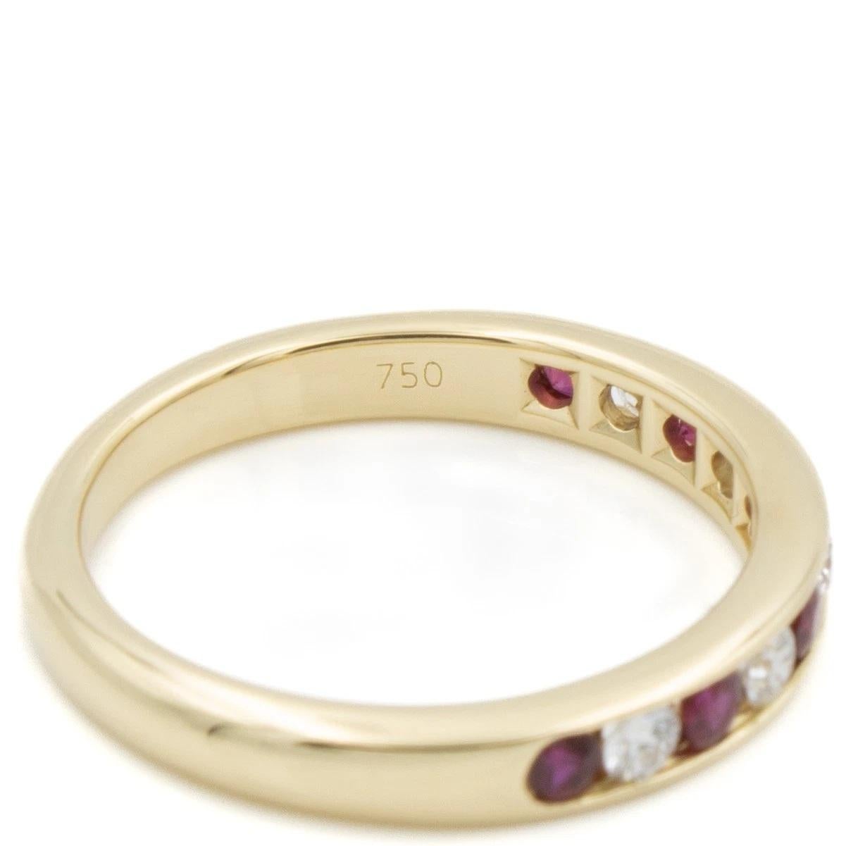 TIFFANY & Co. 18K Gold 3mm Halbkreis Diamant Rubin Band Ring 5.5 im Angebot 2