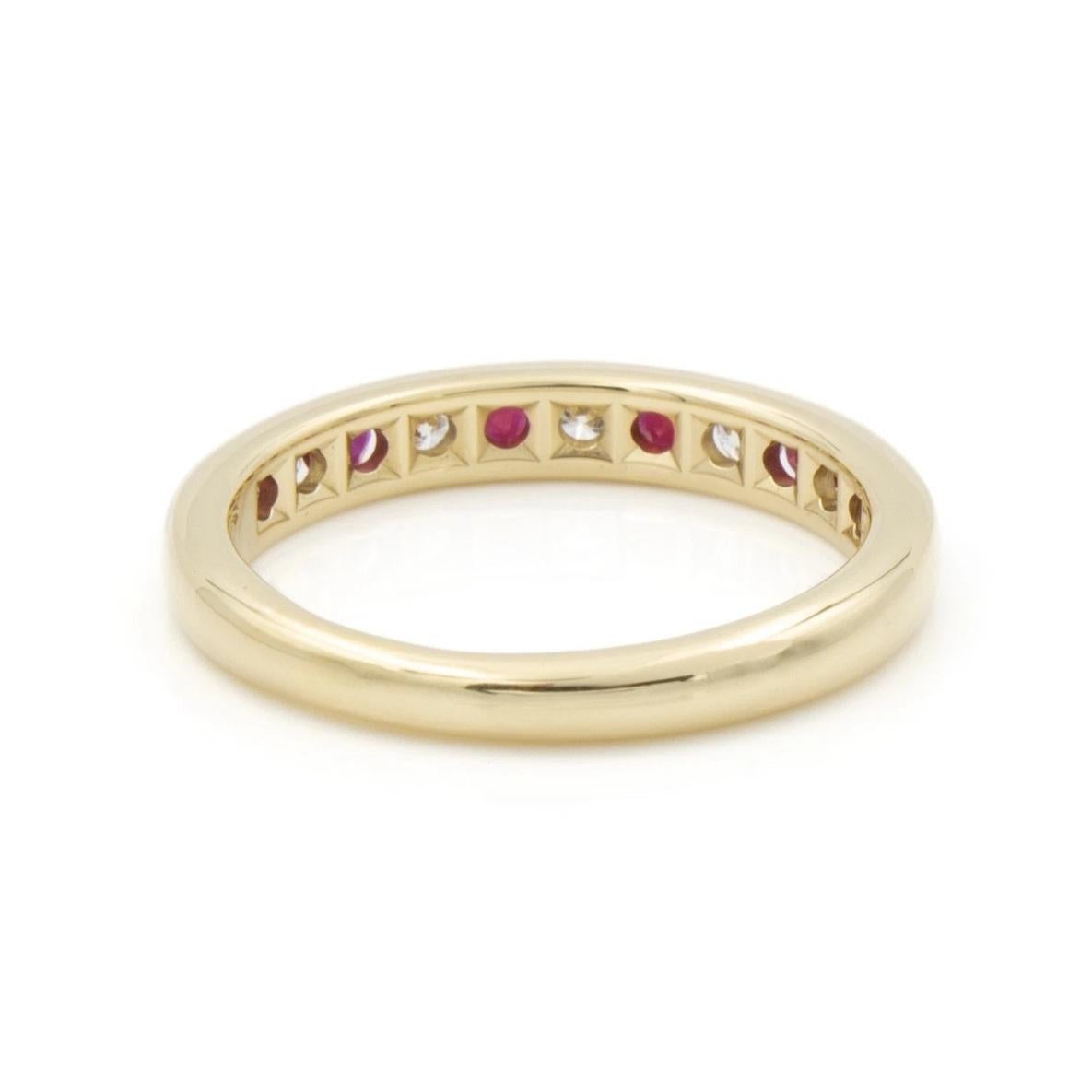 TIFFANY & Co. 18K Gold 3mm Halbkreis Diamant Rubin Band Ring 5.5 im Angebot 3