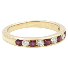 Golding & Co. bague en or 18K 3mm demi cercle diamant rubis 5.5