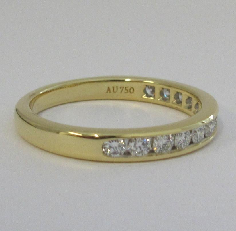 Women's TIFFANY & Co. 18K Gold 3mm Half Circle Diamond Wedding Band Ring 7.5  For Sale