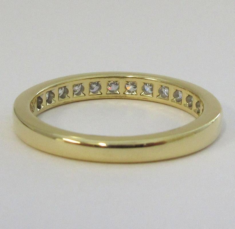 TIFFANY & Co. 18K Gold 3mm Half Circle Diamond Wedding Band Ring 7.5  For Sale 2