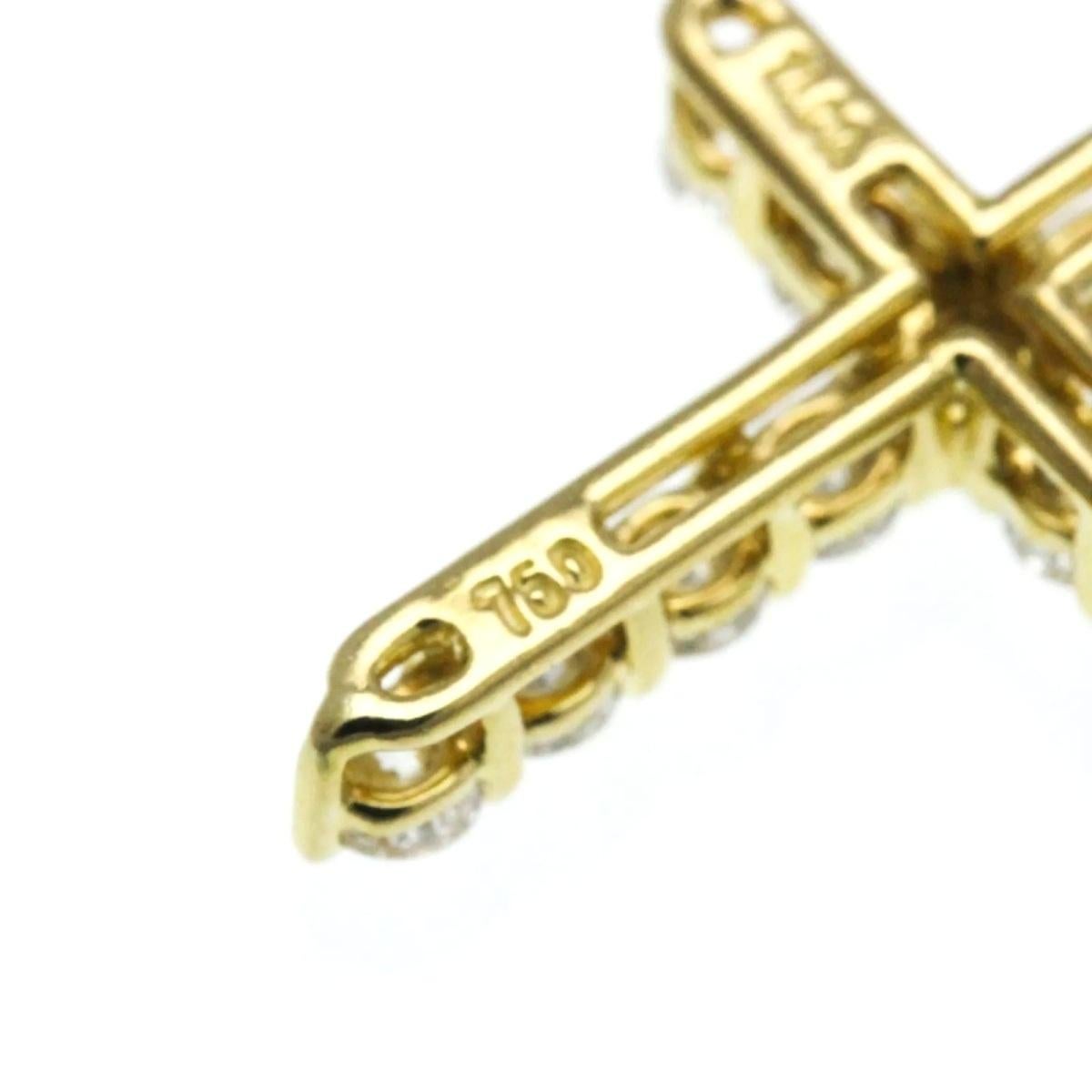 TIFFANY & Co. 18K Gold .42ct Diamond Cross Pendant Necklace For Sale 5