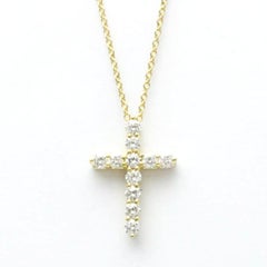TIFFANY & Co. 18K Gold .42ct Diamond Cross Pendant Necklace