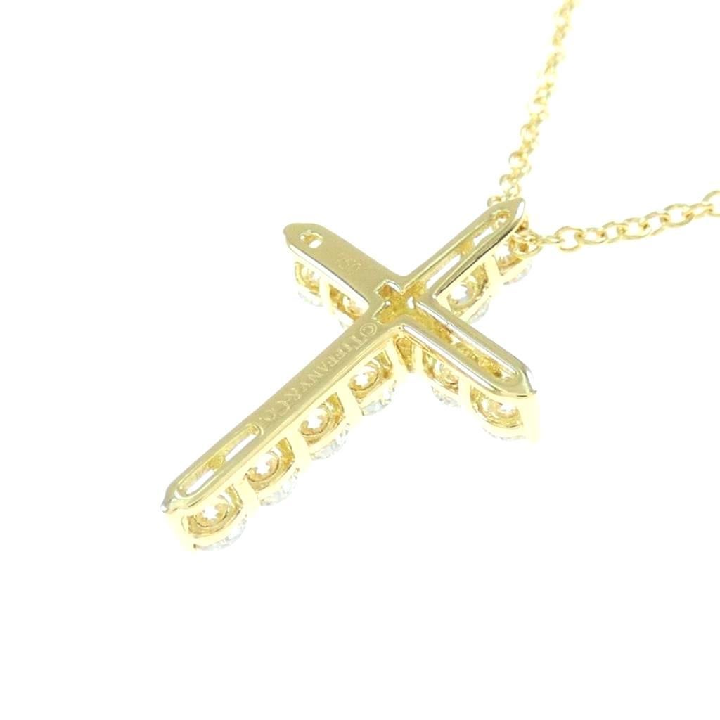 TIFFANY & Co. 18K Gold .42ct Diamond Cross Pendant Necklace In Excellent Condition In Los Angeles, CA