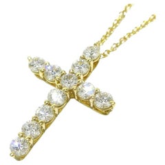 TIFFANY & Co. 18K Gold .42ct Diamant Kreuz Anhänger Halskette