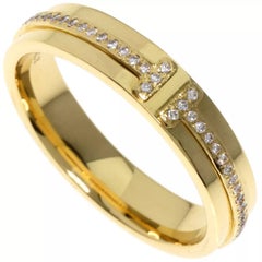 TIFFANY & Co. 18K Gold 4.5mm Wide Diamond T Ring 8