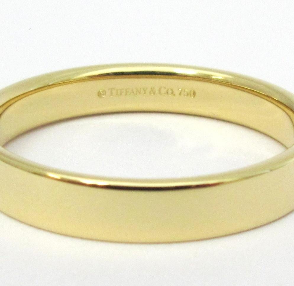 TIFFANY & Co. 18K Gold 4mm Essential Flat Wedding Band Ring 11.5 For Sale 3