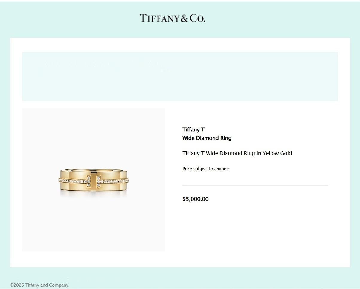 TIFFANY & Co. Anello a T con diamante largo 5,5 mm in oro 18 carati 7 in vendita 5
