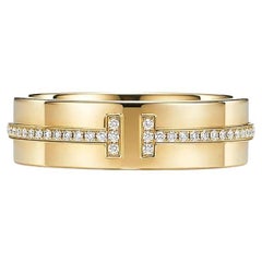 TIFFANY & Co. Golding & Co. 18K 5.5mm Wide Diamond T Ring 7