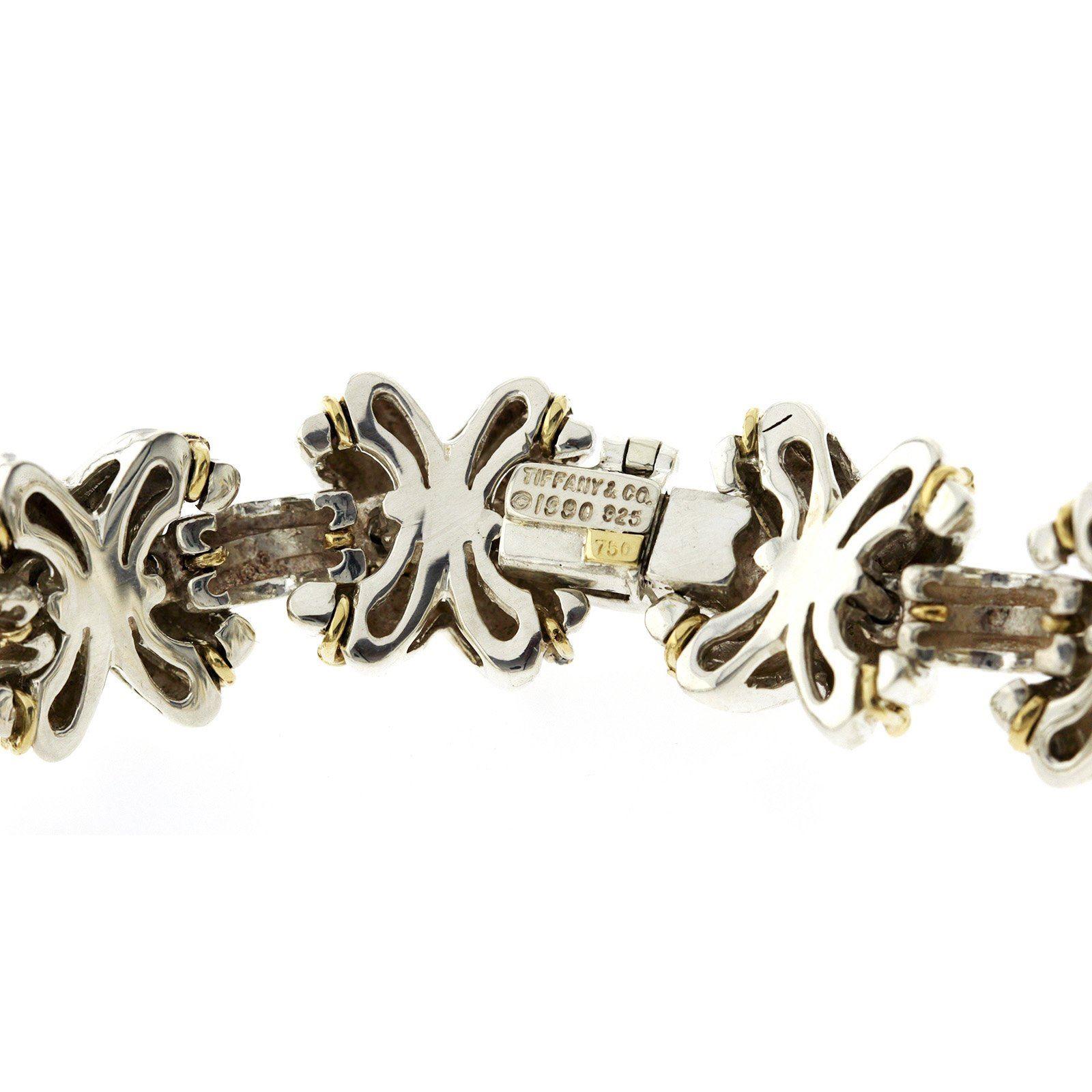 Tiffany & Co. 18 Karat Gold 925 Silver Signature X Link Bracelet In Good Condition In Los Angeles, CA