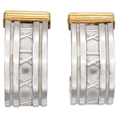 Tiffany & Co. 18K Gold 925 Sterlingsilber Atlas Huggie Halbcreolen-Ohrringe, Tiffany & Co.