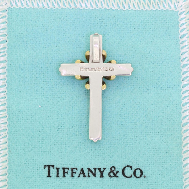 Tiffany and Co 18k Gold and 925 Sterling Silver Christian Cross Pendant