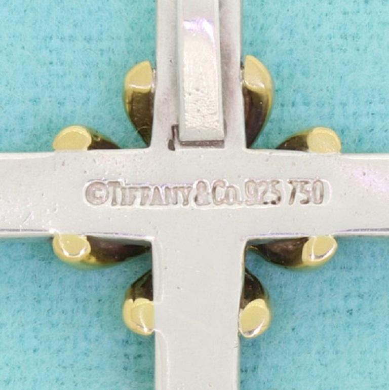 Tiffany and Co 18k Gold and 925 Sterling Silver Christian Cross Pendant