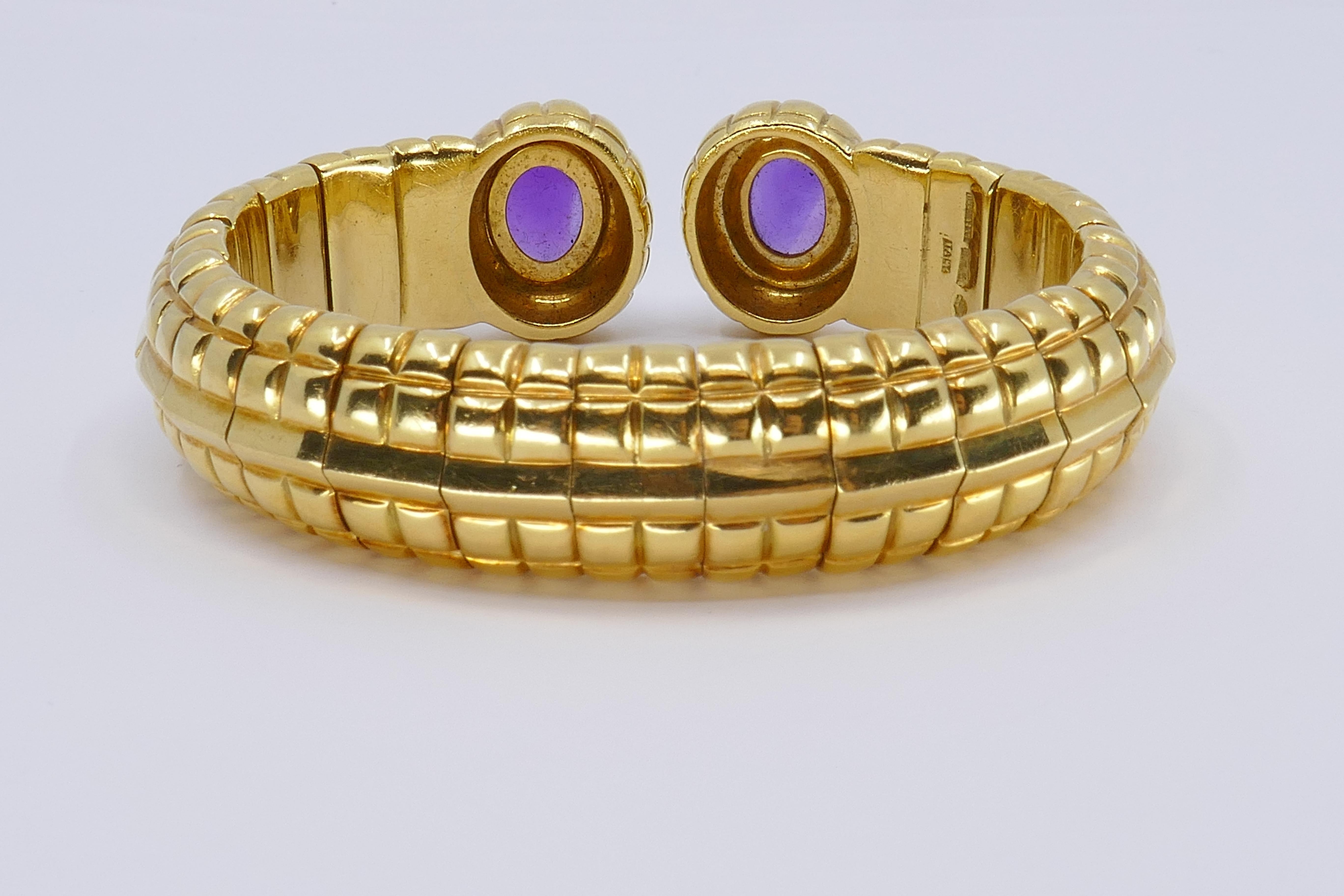 Tiffany & Co. 18k Gold Amethyst Cuff Bracelet  For Sale 1