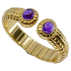Retro Tiffany & Co. 18k Gold Amethyst Cuff Bracelet 