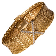 Tiffany & Co. 18K Gold and Diamond Criss Cross Bracelet
