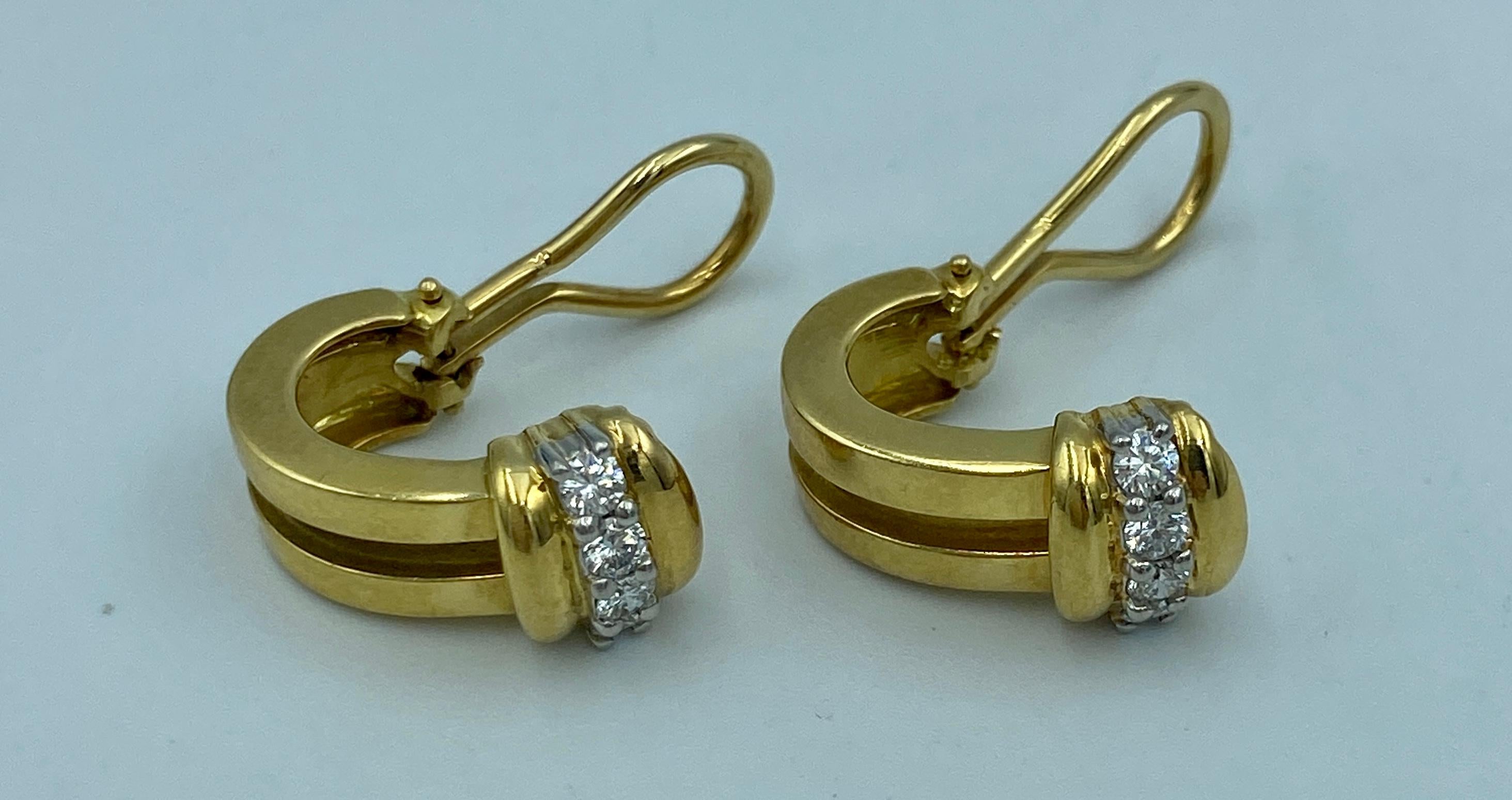 Contemporary Tiffany & Co 18k gold and diamond earrings For Sale