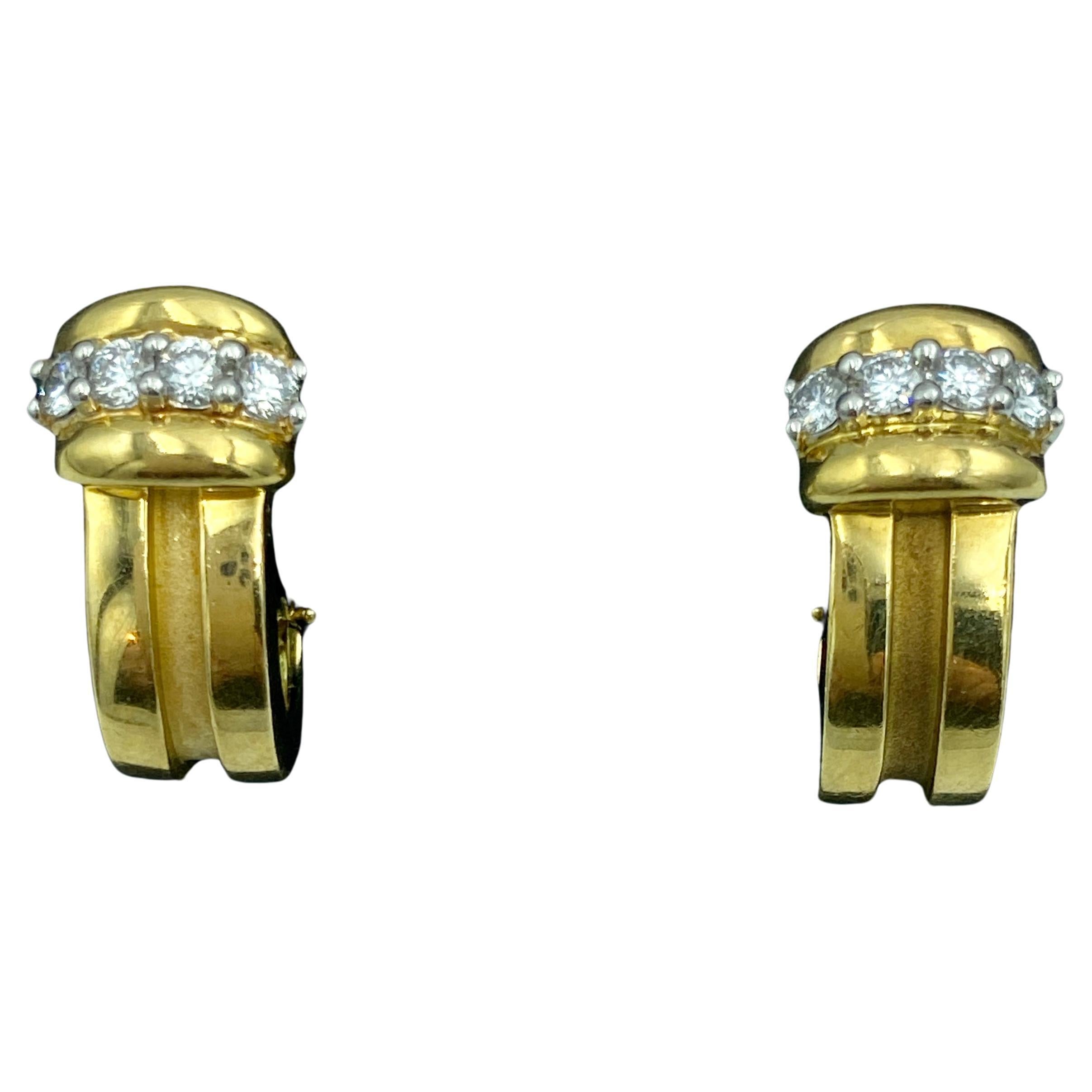 Tiffany & Co 18k gold and diamond earrings For Sale