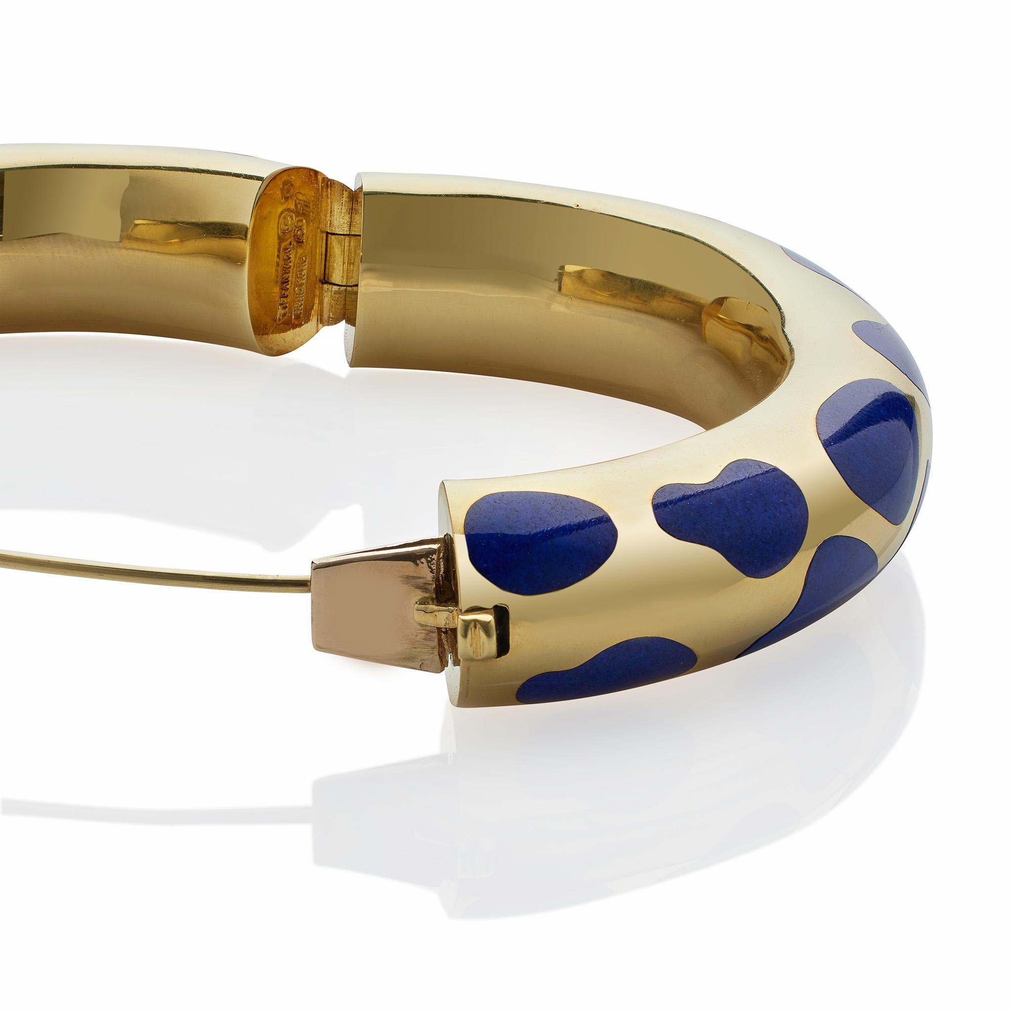 Women's or Men's Tiffany & Co. 18K Gold and Lapis Lazuli Bangle Bracelet by Angela Cummings