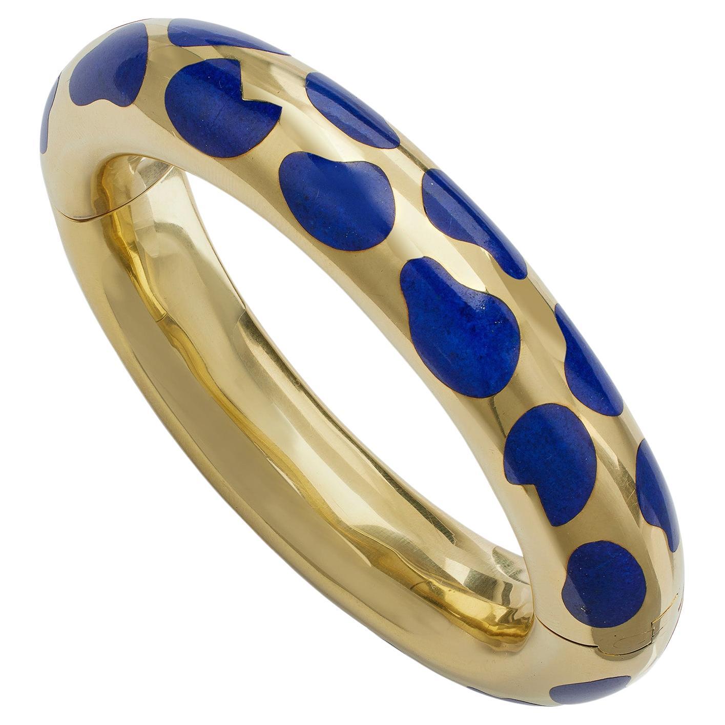 Tiffany & Co. 18K Gold and Lapis Lazuli Bangle Bracelet by Angela Cummings